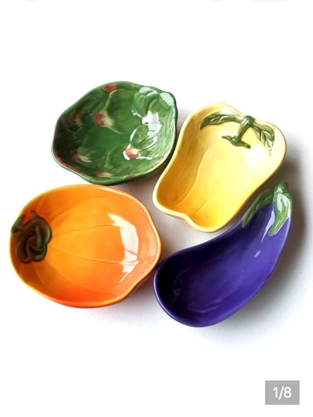 William Sonoma Jardin Potager Set of 4 Ceramic Veggie Dip Sauce Crudites Dishes